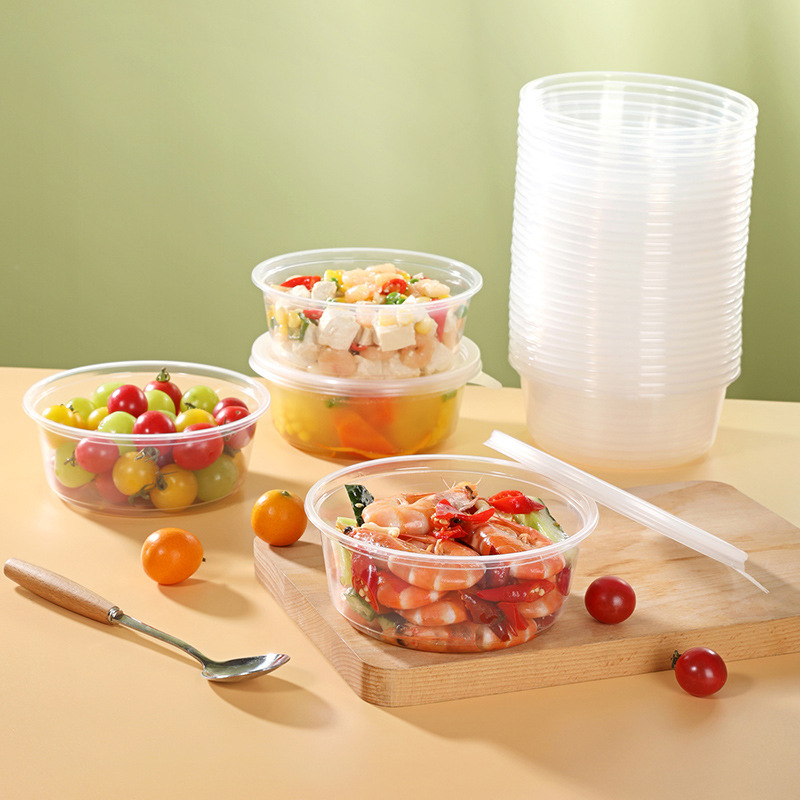 Beautiful and Elegant еднократна кръгла PP кутия за обяд с капак, подходяща за къмпинг, микровълнова безопасна