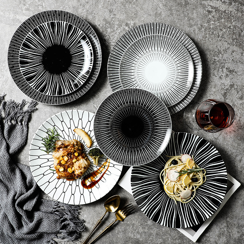 Porcelanska tanjura zapadnog stila za večeru, okrugla promjera oko 20 cm, pogodna za tjesteninu i steak – kućno posuđe