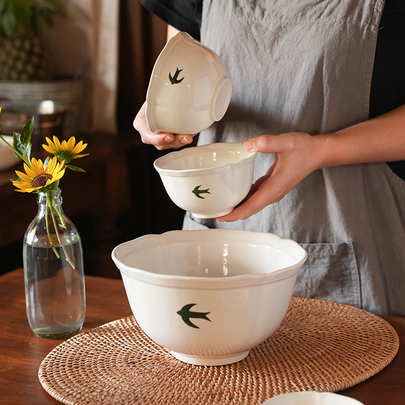 Set ceramic de bucătărie în stil japonez, model creativ sub glazură, compatibil cu microunde, design modern simplu