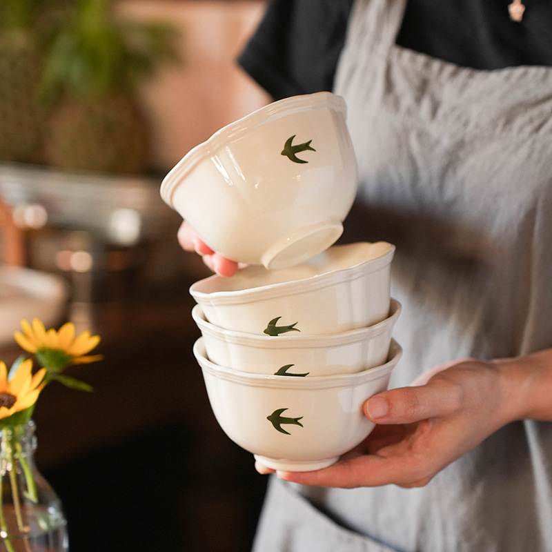 Set ceramic de bucătărie în stil japonez, model creativ sub glazură, compatibil cu microunde, design modern simplu