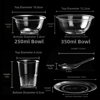 Jednorazová krištáľová misa, plast vhodný pre potraviny, prispôsobiteľná, nerozložiteľná