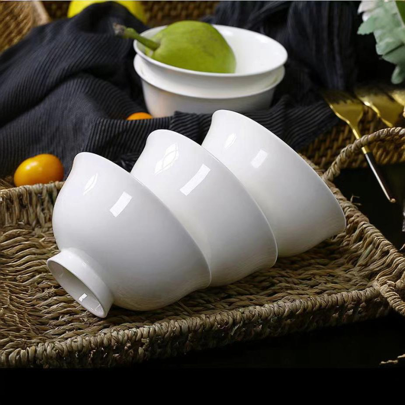 Bol pentru orez din porțelan cu os, rotund, stil modern minimalist, glazură monocromă, rezistent la microunde