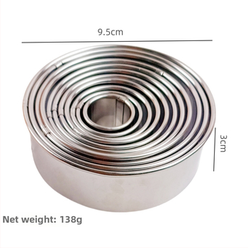 11-dielny set nerezových kruhových foriem na torty, určený na mousse, koláče a sušienky