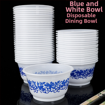 Jednorazové plastové misky, 40-dielny set, okrúhly tvar, vzor rastlín a kvetov