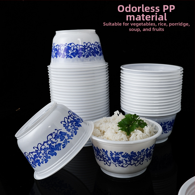 Jednorazové plastové misky, 40-dielny set, okrúhly tvar, vzor rastlín a kvetov