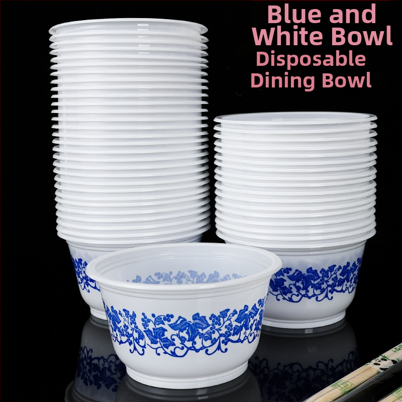 Jednorazové plastové misky, 40-dielny set, okrúhly tvar, vzor rastlín a kvetov