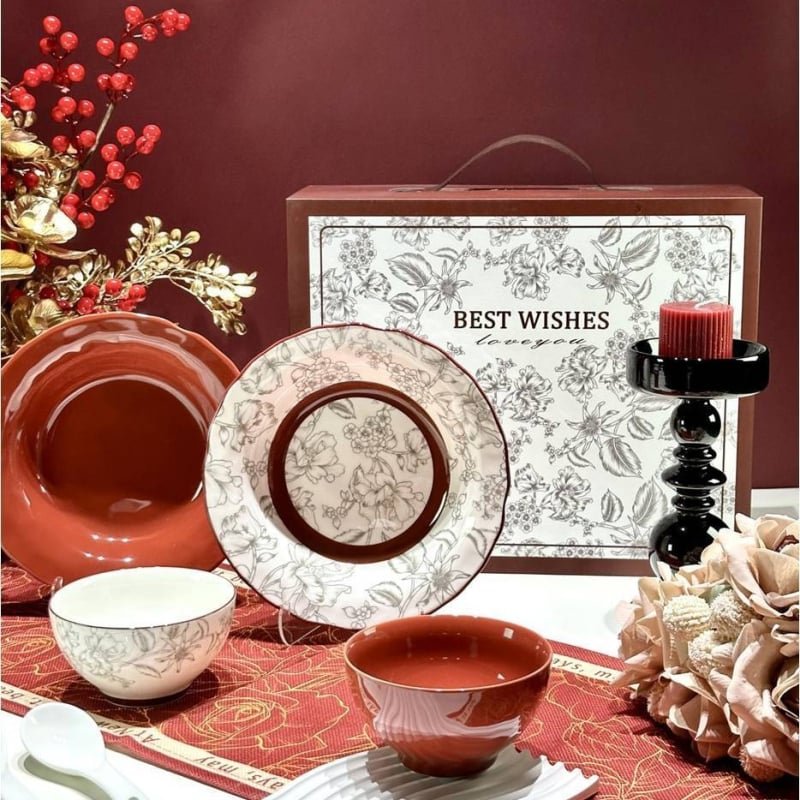 Kerámiából készült tál, tányér és kanál étkezőkészlet ajándékdobozban, modern minimalista stílus, felnőtteknek, testreszabható