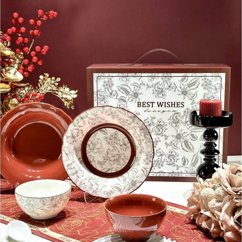 Kerámiából készült tál, tányér és kanál étkezőkészlet ajándékdobozban, modern minimalista stílus, felnőtteknek, testreszabható