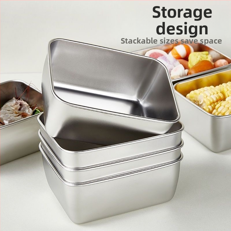 Set od nehrđajućeg čelika za forme za šunku i parene kolače, četvrtasta staklena posuda za paru i zatvorena kutija za skladištenje, kapacitet 501–800 ml, nije pogodno za mikrovalnu pećnicu