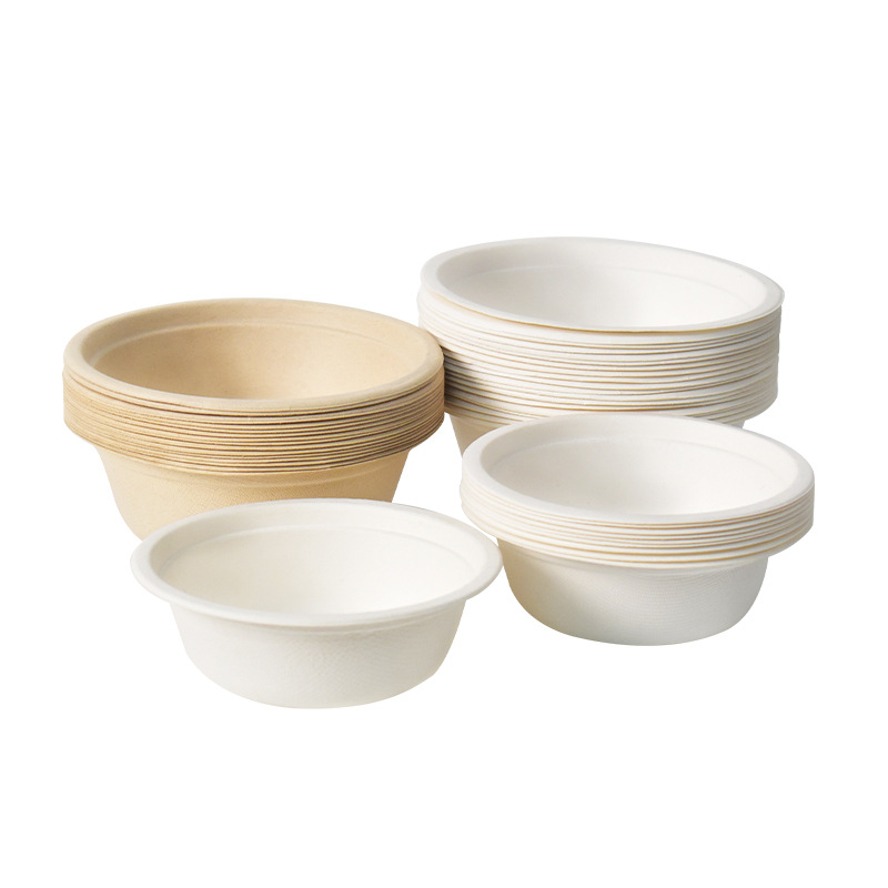 Set de veselă de masă din hârtie, de unică folosință: boluri și farfurii rotunde din hârtie, biodegradabile, capacități 350/500/850/1000, cutie cu 1000 buc.