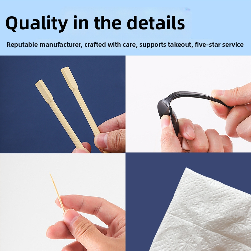 Jednorázové bambusové paličky s lyžičkou, sada štyroch v jednom; materiál bambus; tlač loga k dispozícii; nie je vhodný do mikrovlnnej rúry