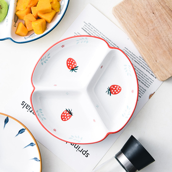Porcelanski podijeljeni tanjur za porcije – nordijsko-japanski minimalistički stil, pogodna za mikrovalnu, podglazurna završna obrada
