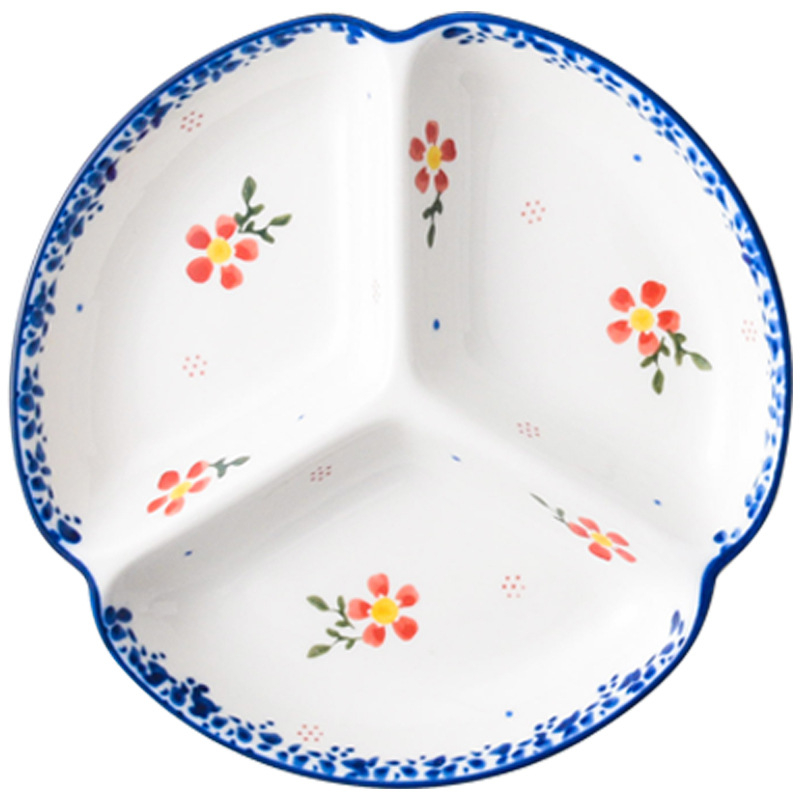 Porcelanski podijeljeni tanjur za porcije – nordijsko-japanski minimalistički stil, pogodna za mikrovalnu, podglazurna završna obrada