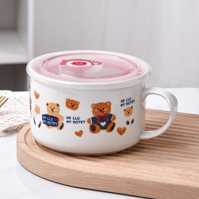 Porcelanska zdjela s poklopcem i držačem, okruglog oblika, dekor pod glazurom, nije prikladna za mikrovalnu