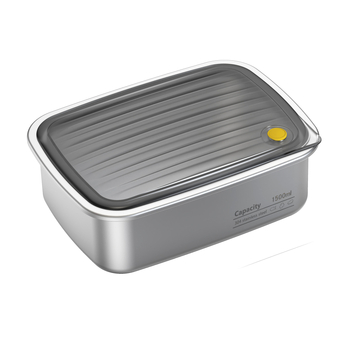 Неръждаема стомана кутия за обяд, хранително качество, запечатана с капак, цилиндрична, 1–2 л, еднослойна