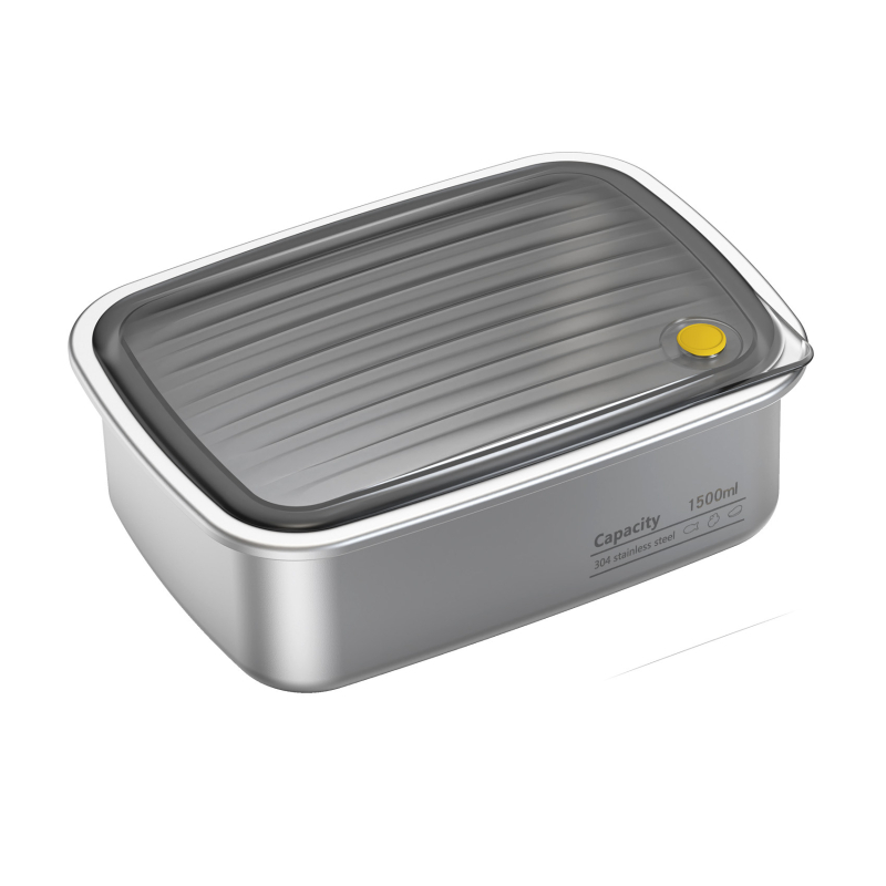 Неръждаема стомана кутия за обяд, хранително качество, запечатана с капак, цилиндрична, 1–2 л, еднослойна