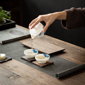 Drvena podloga za čajnik, japanski stil, masivno drvo, kvadratni oblik, 0,2 kg, Anji Qingqian
