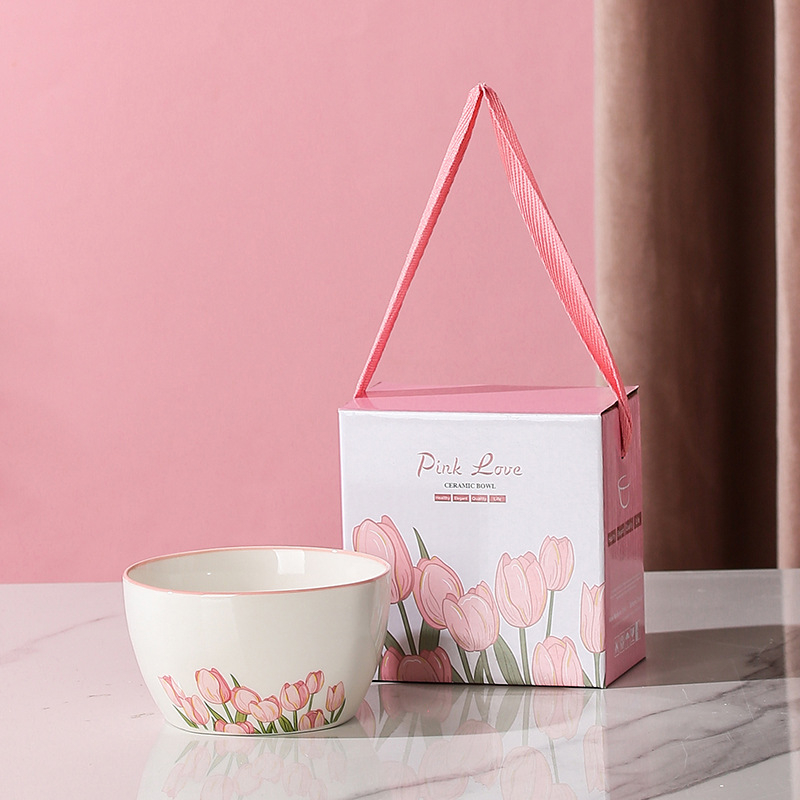 Porcelanski stolni set s tulipanom — okrugli oblik, cvjetni uzorak ispod glazure, mikrovalna sigurnost, mogućnost ispisa logotipa, prilagodba