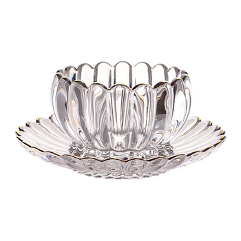 Staklena posuda s lotosom – nordijski minimalisticki stil, visokokvalitetni servis, cvjetni uzorak, ručno crtana površina, moguća prilagodba