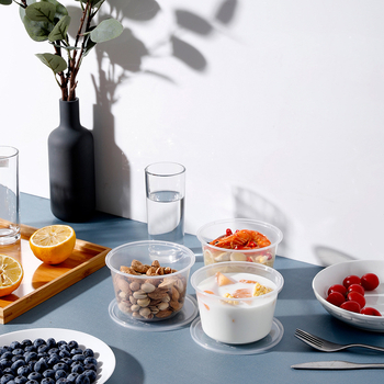 Meiliya еднократна купа за обяд със капак, кръгло-правоъгълна форма, PP, микровълнова безопасна, 50 бр.