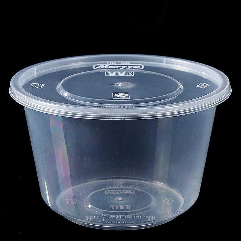 Meiliya еднократна купа за обяд със капак, кръгло-правоъгълна форма, PP, микровълнова безопасна, 50 бр.