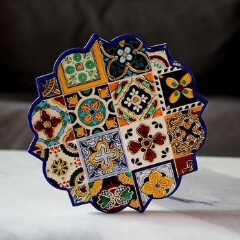 Keramički podmetači za šalice s uzorkom cvijeća, nepravilnim oblikom, boemski stil, proizvod prve klase