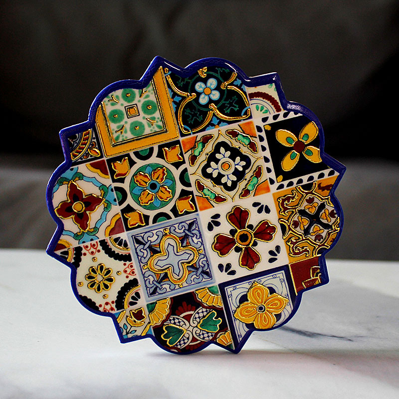 Keramički podmetači za šalice s uzorkom cvijeća, nepravilnim oblikom, boemski stil, proizvod prve klase