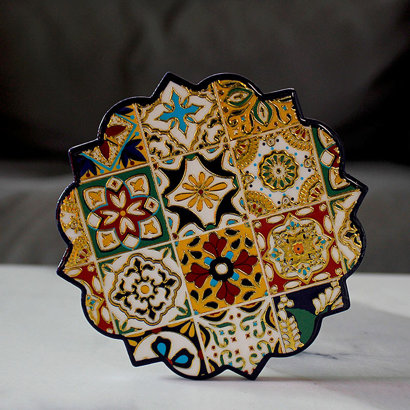 Keramički podmetači za šalice s uzorkom cvijeća, nepravilnim oblikom, boemski stil, proizvod prve klase