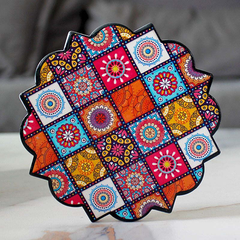 Keramički podmetači za šalice s uzorkom cvijeća, nepravilnim oblikom, boemski stil, proizvod prve klase