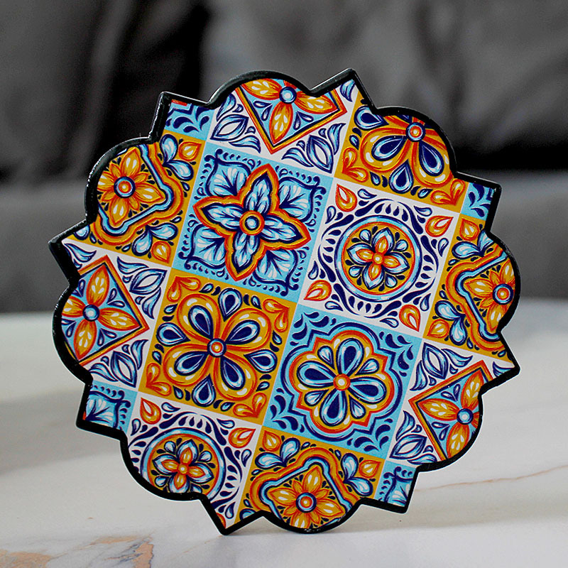 Keramički podmetači za šalice s uzorkom cvijeća, nepravilnim oblikom, boemski stil, proizvod prve klase