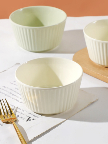 Porcelanski set zdjela za rižu, 10 kom, kremasti stil, okrugli oblik, pogodno za mikrovalnu