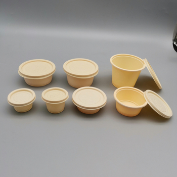 Екологично биоразградими еднократни чаши за сосове със запечатан капак, подходящи за микровълнова печка, от царевично нишесте
