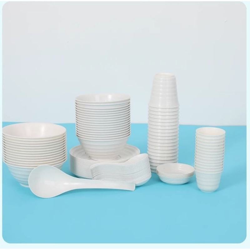 Jednokratni set posuđa od pšenične slame: zdjelice i štapići za jelo, kineski stil, 20 paketa u kutiji