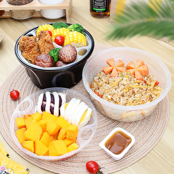 Едноразова пластмасова кутия за обяд, кръгло-правоъгълна форма, микровълнова съвместимост, печат на лого.