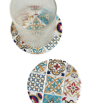 Keramički okrugli podmetači za šalice s 3D reljefom i zlatnim otiskom, cvjetni uzorak, modern minimalistički stil