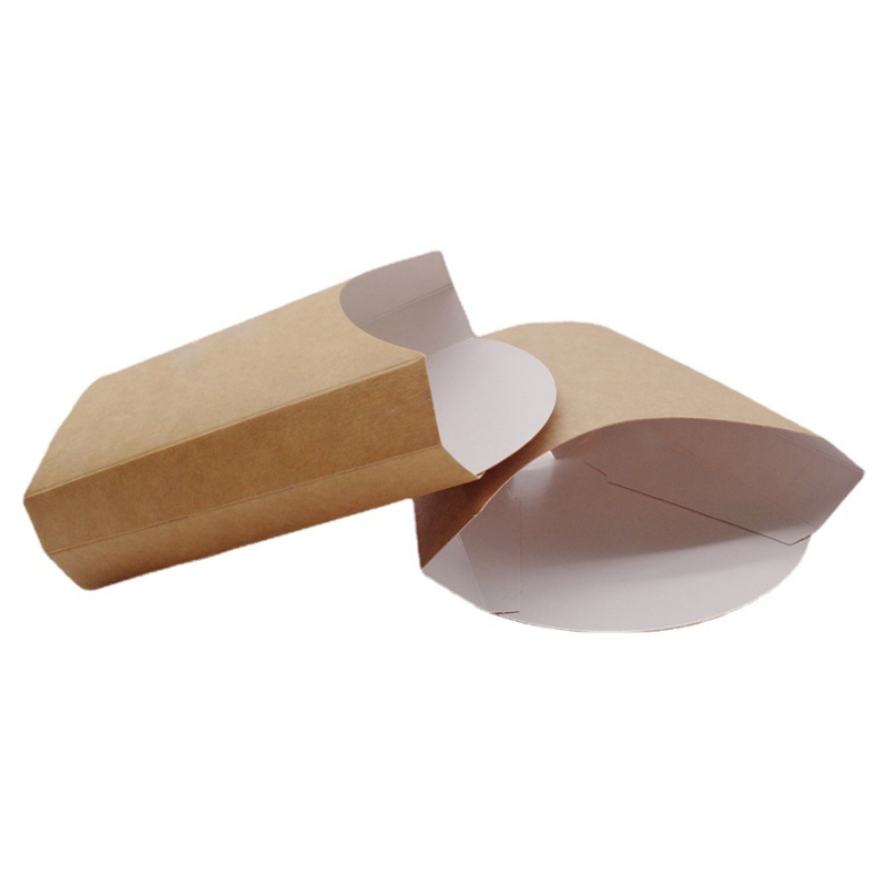 Egyszer használatos olajálló kraft papírdoboz sült krumplira, logóval nyomtatva, testreszabható mintázat, 1000 db/doboz