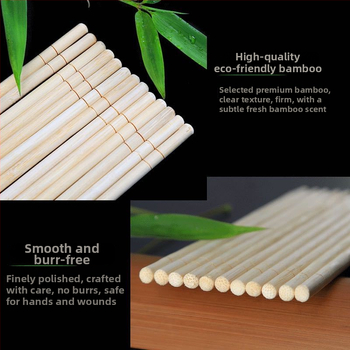 Jednorazové bambusové paličky na jedlo, čínskeho štýlu; 800–1600 párov na dávku; tlač loga k dispozícii; nie sú vhodné do mikrovlnky