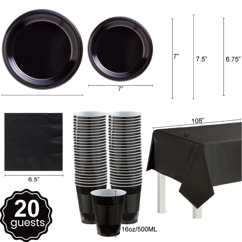 Σετ μιας χρήσης πλαστικά πιάτα για πάρτι με μονόχρωμο σχέδιο, στρογγυλά πιάτα, εξυπηρετούν 20 καλεσμένους, συσκευασία 20 τεμάχια, δυνατότητα προσαρμογής