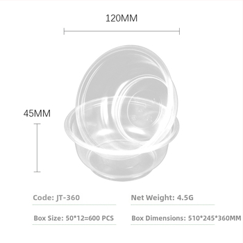 Jednorázová okrúhla plastová miska, 360 ml, 0,25 mm hrúbka, potlač loga, vlastné spracovanie