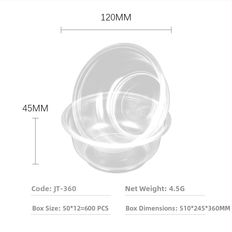 Jednorázová okrúhla plastová miska, 360 ml, 0,25 mm hrúbka, potlač loga, vlastné spracovanie
