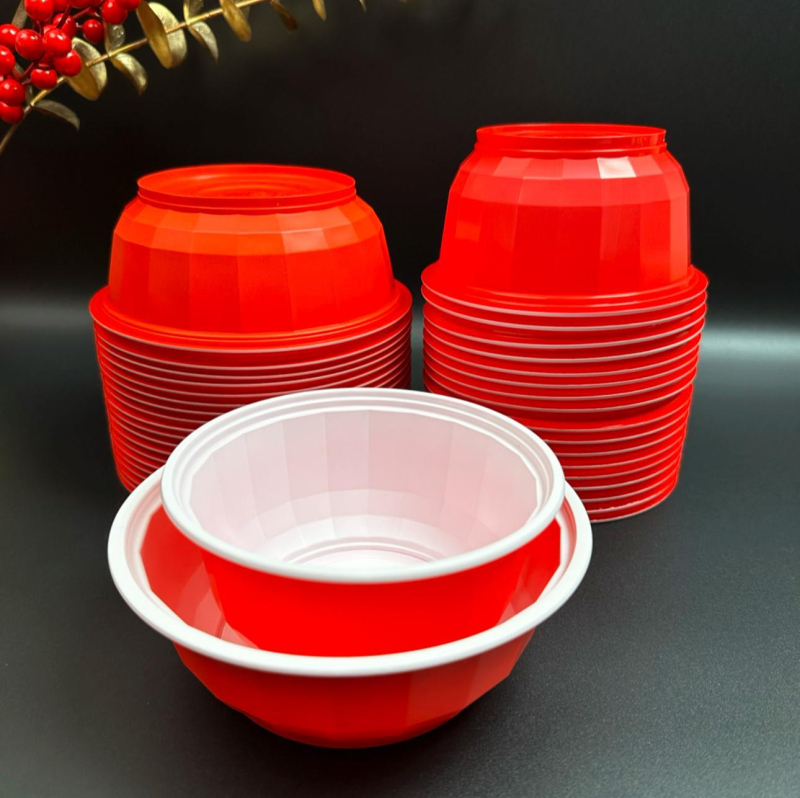 Еднократна пластмасова купа, PP с хранително качество, 20 бр. в опаковка, подходяща за микровълнова, биоразградима, персонализация и печат на лого.