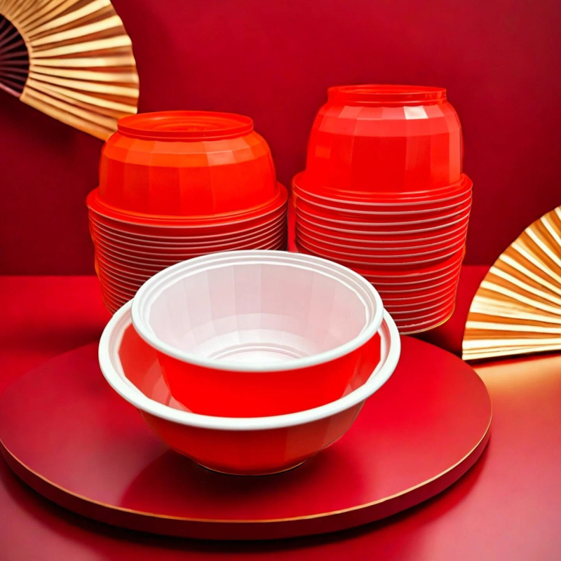 Еднократна пластмасова купа, PP с хранително качество, 20 бр. в опаковка, подходяща за микровълнова, биоразградима, персонализация и печат на лого.