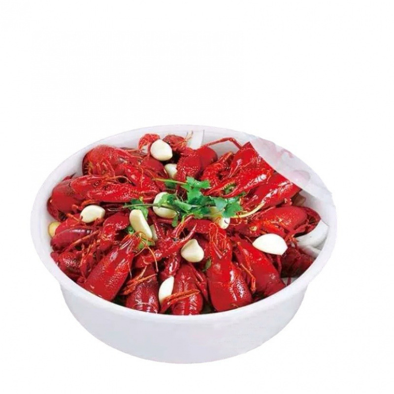 Кръгла еднократна голяма кутия за храна с капак — пластмаса; Микровълнова безопасност: Не; Биоразградим: Не; Код на продукта: BiniD5s3