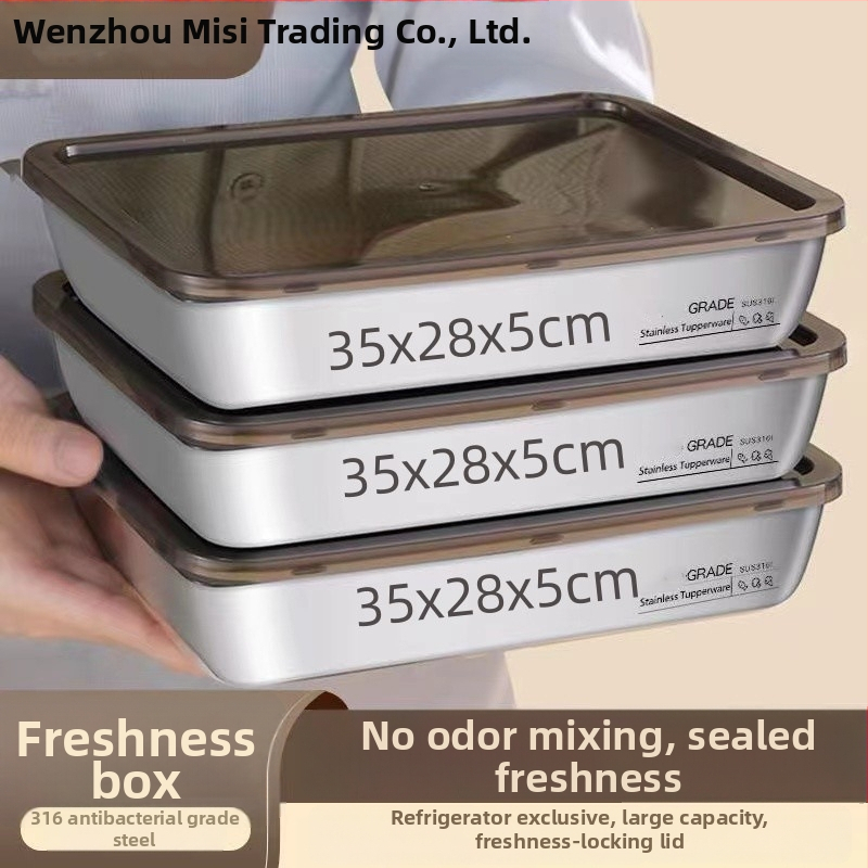 Kutija za knedle od 316‑nehrđajućeg čelika s poklopcem, kapacitet 3,1–4 L, sigurna za zamrzivač i hladnjak, neelektrična