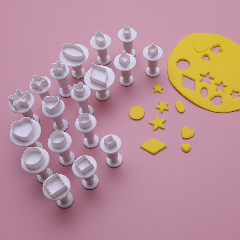 Geometrijska forma za fondant – potisna gravura, ABS, oblici srca, kruga i petokrake zvjezdice