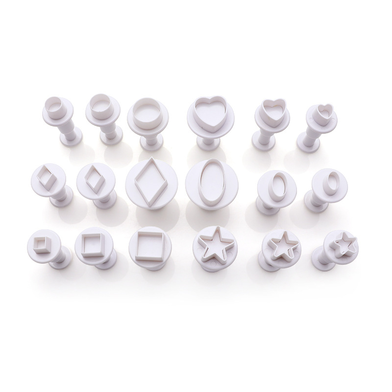 Geometrijska forma za fondant – potisna gravura, ABS, oblici srca, kruga i petokrake zvjezdice