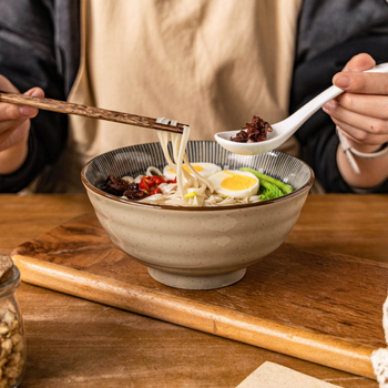 Kerámia tál és tányér készlet – kézzel rajzolt minta, japán stílus, könnyed luxus retro, univerzális