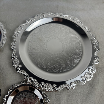 Десертна тава от неръждаема стомана, стил лукс ретро, проп за снимки без лого, подходящ подарък за колега
