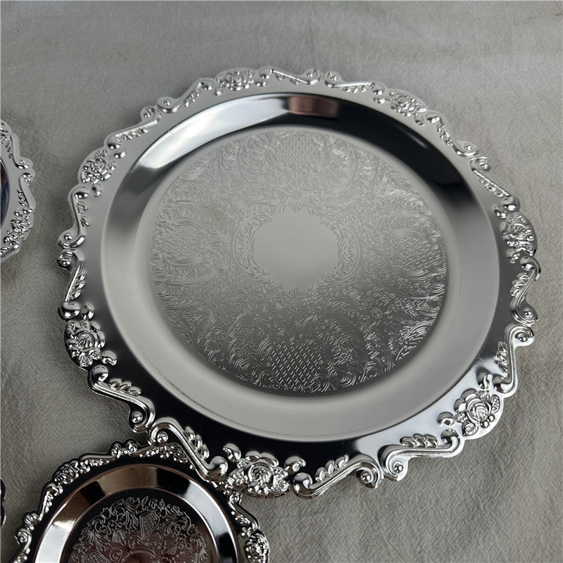 Десертна тава от неръждаема стомана, стил лукс ретро, проп за снимки без лого, подходящ подарък за колега