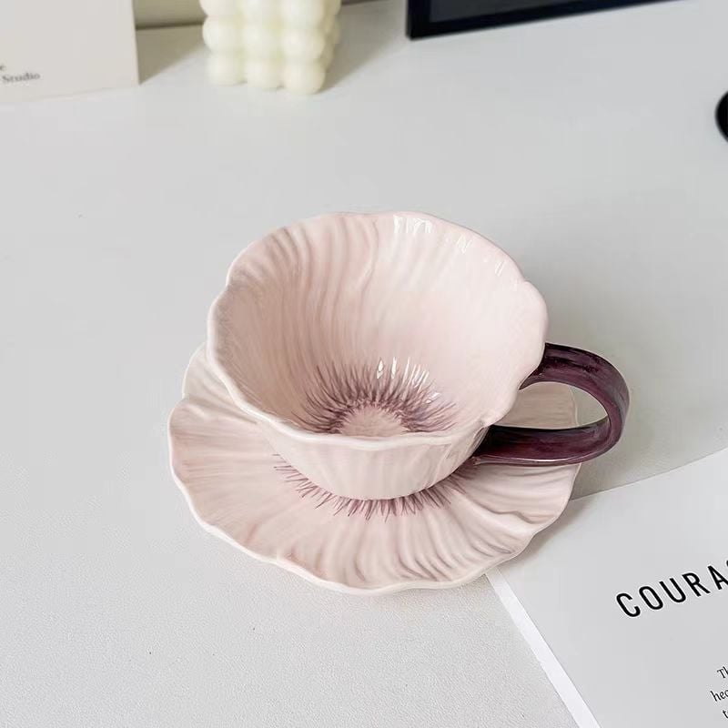 Set ceramic cu flori sub glazură — boluri și farfurii cu formă neregulată, compatibil cu microundele